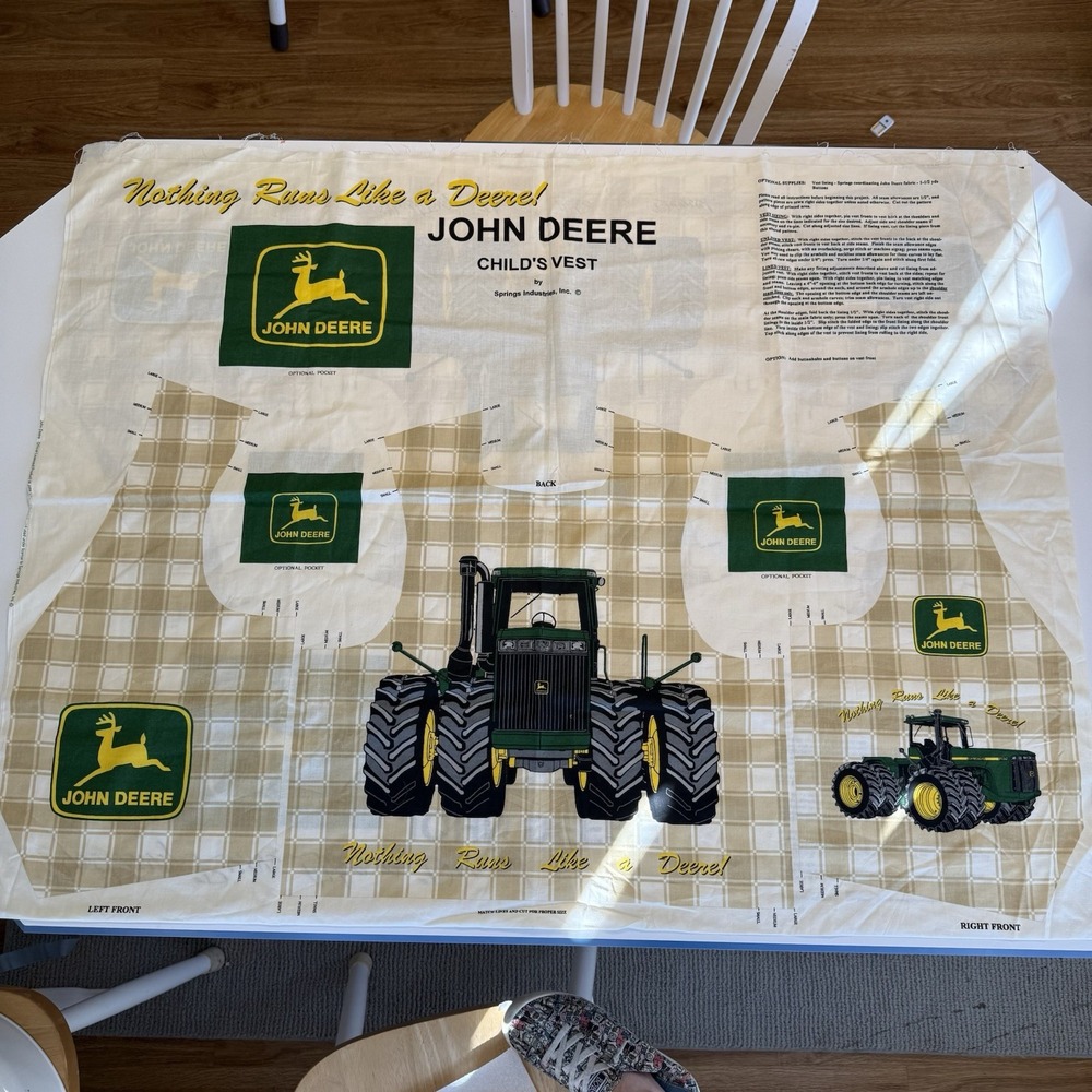 JOHN DEERE Ready-to-Sew CHILD Vest Cotton Farm Fabric